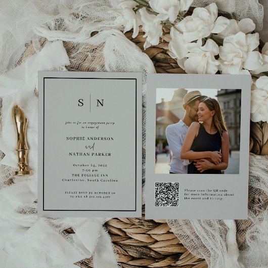 Minimaal en Chic | QR-code van Engagement Party Kaart