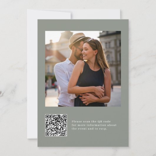 Minimaal en Chic | QR-code van Engagement Party Kaart (Achterkant)