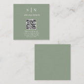 Minimaal en Chic | Saliegroen en Witte QR-code Informatiekaartje (Voorkant / Achterkant)