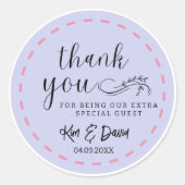 Minimaal en Chic Stof Blauw Bedankt Naam Ronde Sticker (Voorkant)