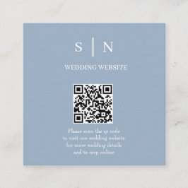 Minimaal en Chic | Stofblauw en Witte QR-code Informatiekaartje