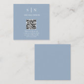 Minimaal en Chic | Stofblauwe en Witte QR-code Informatiekaartje (Voorkant / Achterkant)