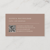 Minimaal en Chic | Taupe Monogram en QR Code Visitekaartje (Achterkant)