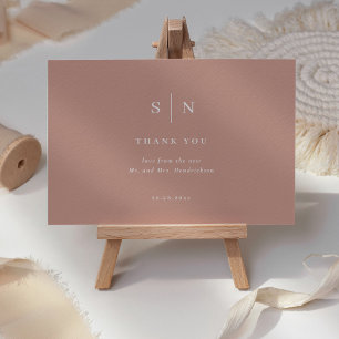 Minimaal en Chic   Terracotta en White Wedding Bedankkaart