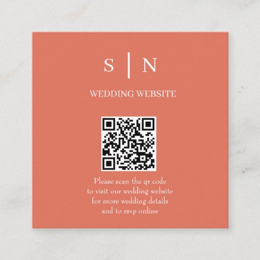Minimaal en Chic | Terracotta en Witte QR-code Informatiekaartje (Voorkant)