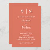 Minimaal en Chic | Terracotta Wedding Kaart (Voorkant / Achterkant)