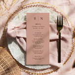 Minimaal en Chic | Terracotta Wedding Menu<br><div class="desc">Deze elegante,  moderne trouwmenukaarten of repetitieve diner menukaarten zijn voorzien van een eenvoudig terracotta- en zwarte tekstontwerp dat een minimalistische stijl uitstraalt. Voeg je initialen of monogram toe om ze volledig je eigen te maken.</div>