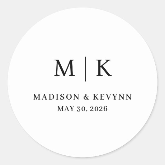 Minimaal en Chic | Trouwen Ronde Sticker (Voorkant)