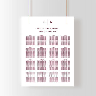 Minimaal en Chic Wijnrood Trouw Stoelen Chart Poster