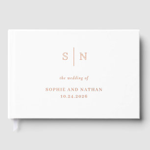 Minimaal en Chic Wit en Roos Gold Folie Wedding Gastenboek