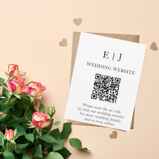 Minimaal en Chic | Wit en Zwart Trouwen Informatiekaartje