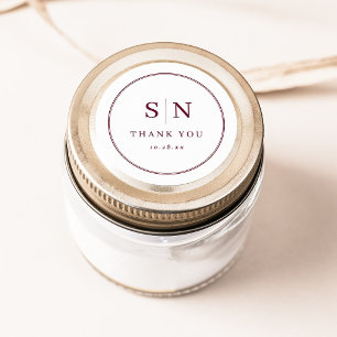 Minimaal en Chic   Witte en Bourgondische Huwelijk Ronde Sticker