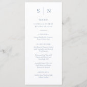 Minimaal en Chic | Witte en Stofblauwe Huwelijk Menu (Voorkant)