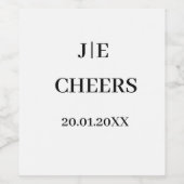Minimaal en Chic | Witte Monogram Cheers Wijnlabe Wijn Etiket (Enkel label)