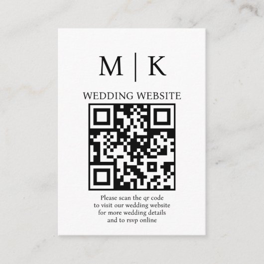 Minimaal en Chic | Zwart en wit QR-codenntwoord Informatiekaartje (Voorkant)