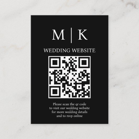 Minimaal en Chic | Zwart en wit QR-codenntwoord Informatiekaartje (Voorkant)