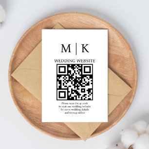 Minimaal en Chic Zwart en wit QR-codenntwoord Informatiekaartje