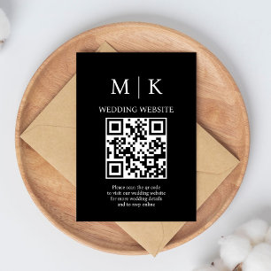 Minimaal en Chic Zwart en wit QR-codenntwoord Informatiekaartje
