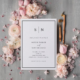 Minimaal en Chic | Zwart en Wit Rand Trouwkaart Kaart