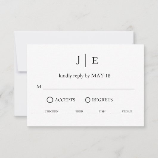 Minimaal en Chic | ZWART en WIT RSVP Kaarten (Voorkant)