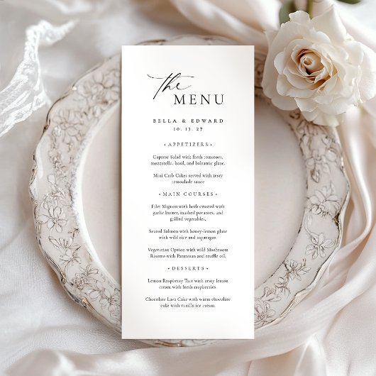 Minimaal en Chic Zwart Wit Modern Wedding Menu