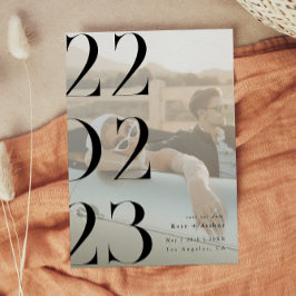 Minimaal en chic zwart-wit Save the date Kaart