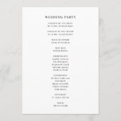 Minimaal en Chic | Zwart-witgrenshuwelijk Programmakaart (Achterkant)