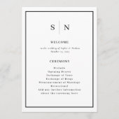 Minimaal en Chic | Zwart-witgrenshuwelijk Programmakaart (Voorkant)