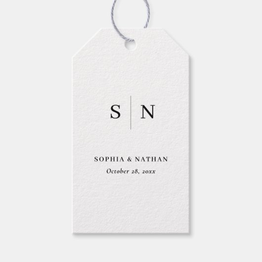 Minimaal en Chic | Zwarte en witte bruiloft Cadeaulabel (Voorkant)