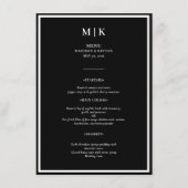 Minimaal en Chic | Zwarte en witte bruiloft Menu (Voorkant)