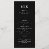 Minimaal en Chic | Zwarte en witte bruiloft Menu (Voorkant)