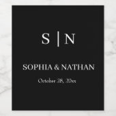 Minimaal en Chic | Zwarte en witte bruiloft Wijn Etiket (Enkel label)