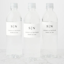 Minimaal en Chic | Zwarte en Witte Huwelijk Waterfles Etiket