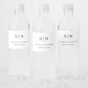 Minimaal en Chic   Zwarte en Witte Huwelijk Waterfles Etiket