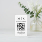 Minimaal en Chic | Zwarte en Witte QR Code Trouwka Informatiekaartje (Staand voorkant)