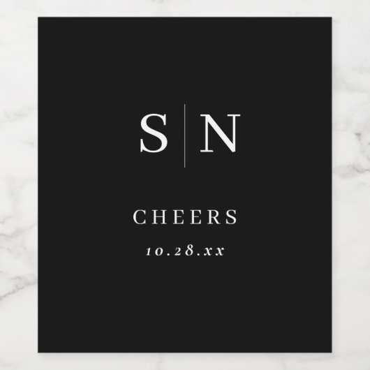 Minimaal en Chic | Zwartwitmonogram Wijn Etiket (Enkel label)