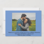 Minimaal en ChicDusty Blue Two Photo Wedding Bedankkaart (Achterkant)