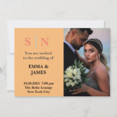 Minimaal en ChicDusty Blue Two Photo Wedding Kaart (Voorkant)