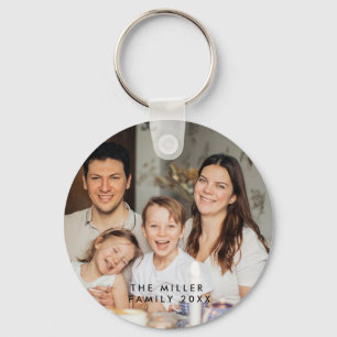Minimaal en chique   Aangepaste foto en familienaa Sleutelhanger