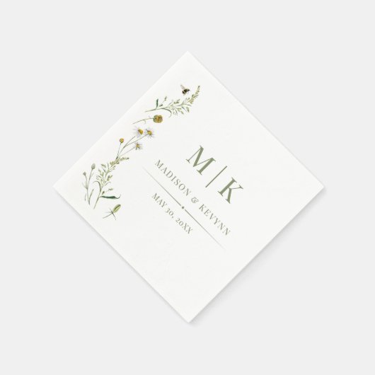 Minimaal en chique | Bloemen bruiloft servetten (Hoek)