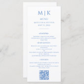 Minimaal en chique | Blue Wedding QR-code Menu (Voorkant / Achterkant)