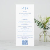 Minimaal en chique | Blue Wedding QR-code Menu (Staand voorkant)