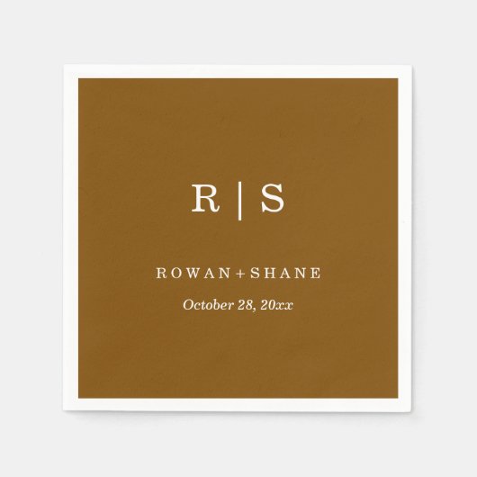 Minimaal en chique | Bruine bruiloft servet met wi (Voorkant)