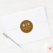 Minimaal en chique | Bruine Monogram Trouwsticker Ronde Sticker (Envelop)