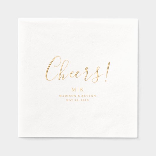 Minimaal en chique | Cheers Wedding Folie Servetten (Voorkant)