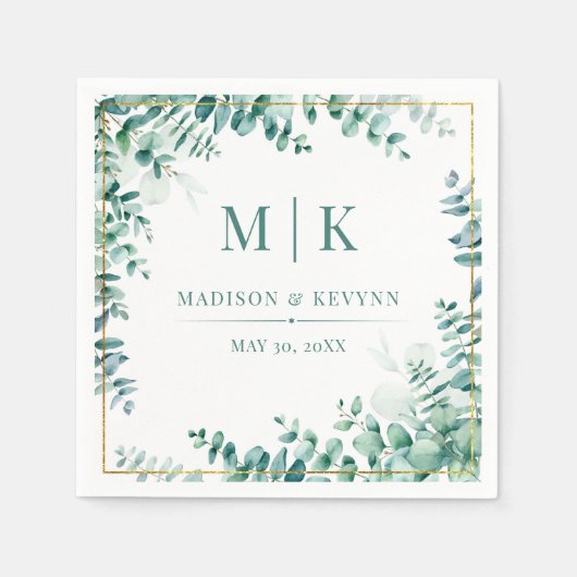 Minimaal en chique | Eucalyptus bruiloft servetten (Voorkant)