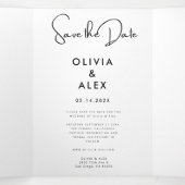 Minimaal en chique | Foto Bruiloft Save The Date Drieluik Uitnodiging (Binnenkant midden)