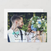 Minimaal en chique | Foto Bruiloft Save The Date Uitnodiging Briefkaart (Voorkant / Achterkant)