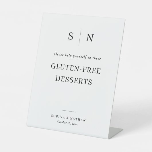 Minimaal en chique | Glutenvrije desserts Bruiloft Reclamebord Met Voetstuk (Voorkant)