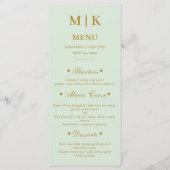 Minimaal en chique | Goud en Groene Bruiloft Menu (Voorkant)